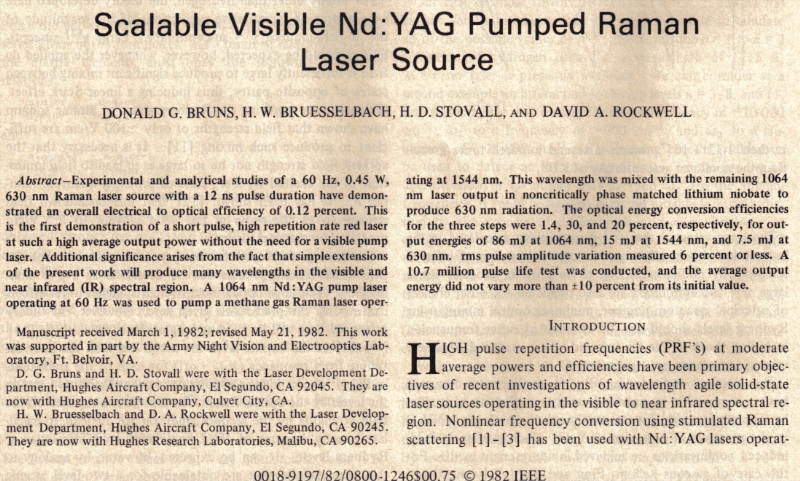 Scalable Raman Laser IEEE JQE 1982