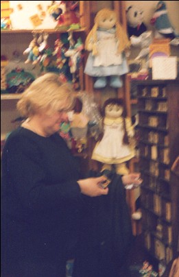 Carol at Stamp display in Sorrento