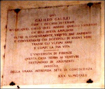 plaque over Galileos door